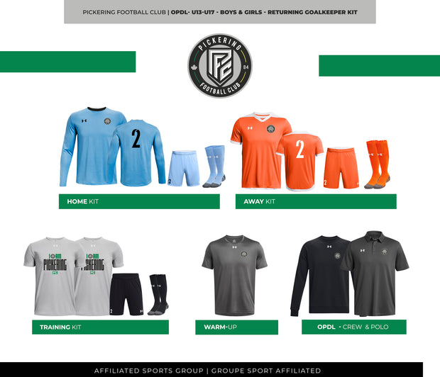 PFC OPDL U13-U17 - Boys & Girls - Returning Goalkeeper - Kit